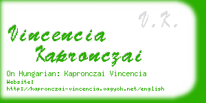 vincencia kapronczai business card